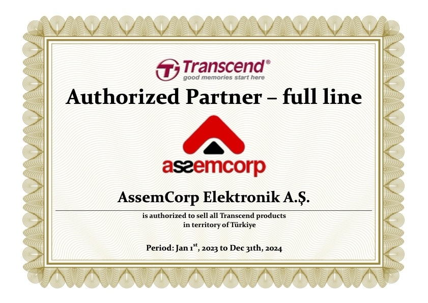 AssemCorp is authorized to sell all Transcend products in Türkiye