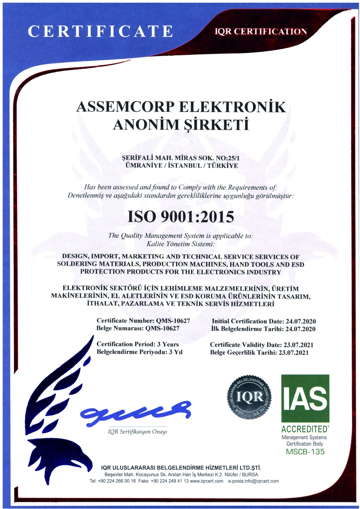 Assemcorp Certificate